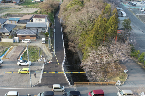 不毛田川流域内水対策事業に伴う道路改良工事